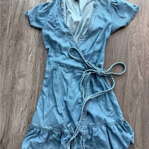 PAIGE Light Blue Denim Wrap Dress